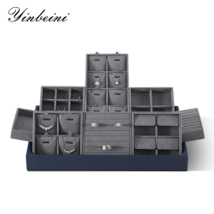 Yinbeini Microfiber Ring Earring Necklace Bracelet Display Case with Cover Jewelry Storage Tray Jewelry Organizer Tray Drawer P012