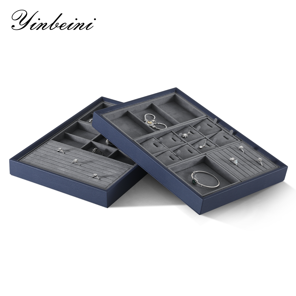Yinbeini Microfiber Ring Earring Necklace Bracelet Display Case with Cover Jewelry Storage Tray Jewelry Organizer Tray Drawer P012