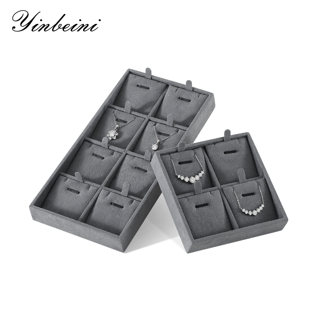 Yinbeini Microfiber Ring Earring Necklace Bracelet Display Case with Cover Jewelry Storage Tray Jewelry Organizer Tray Drawer P012