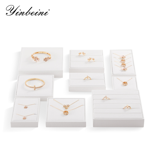 Yinbeini Jewelry Accessories Storage Organizer Ring Bracelet Necklace Display Holder PU Leather Jewel Display Set P020