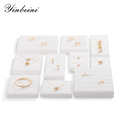 Yinbeini Jewelry Accessories Storage Organizer Ring Bracelet Necklace Display Holder PU Leather Jewel Display Set P020