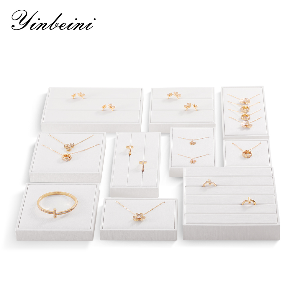 Yinbeini PU Leather Jewel Display Set Bracelet Necklace Ring Display Holder Jewelry Accessories Storage Organizer P021