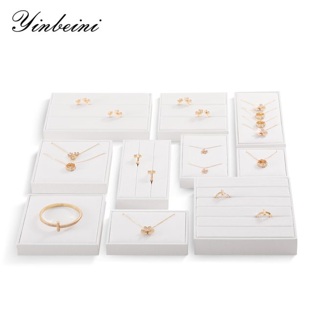 Yinbeini PU Leather Jewel Display Set Bracelet Necklace Ring Display Holder Jewelry Accessories Storage Organizer P021