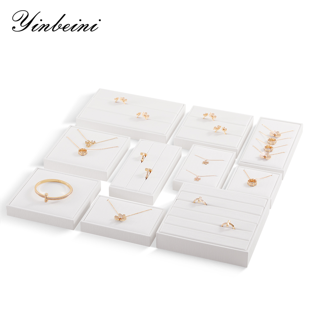 Yinbeini Jewelry Accessories Storage Organizer Ring Bracelet Necklace Display Holder PU Leather Jewel Display Set P020