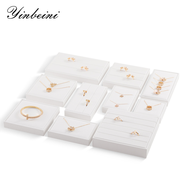 Yinbeini PU Leather Necklace Ring Bracelet Display Holder Jewel Display Set Jewelry Accessories Storage Organizer P019