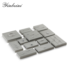 Yinbeini PU Leather Necklace Ring Bracelet Display Holder Jewel Display Set Jewelry Accessories Storage Organizer P019
