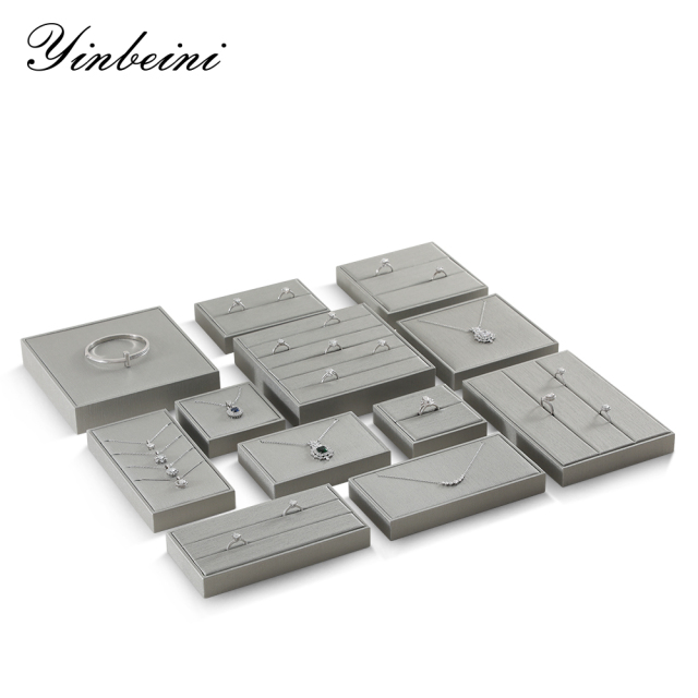 Yinbeini PU Leather Necklace Ring Bracelet Display Holder Jewel Display Set Jewelry Accessories Storage Organizer P019
