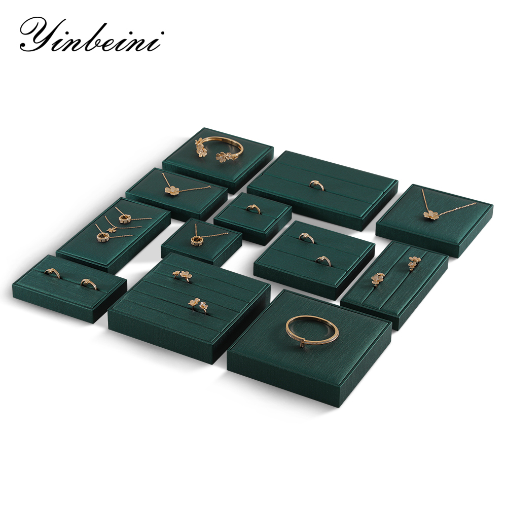 Yinbeini Jewelry Accessories Storage Organizer Ring Bracelet Necklace Display Holder PU Leather Jewel Display Set P020