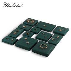 Yinbeini PU Leather Jewel Display Set Bracelet Necklace Ring Display Holder Jewelry Accessories Storage Organizer P021