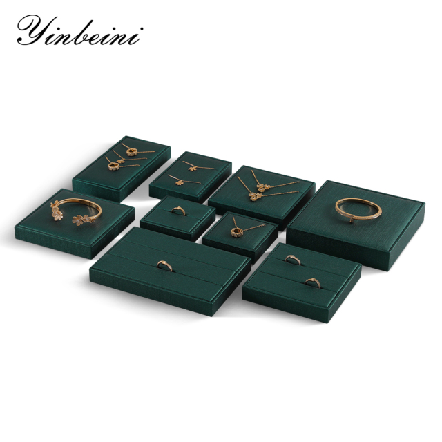 Yinbeini PU Leather Necklace Ring Bracelet Display Holder Jewel Display Set Jewelry Accessories Storage Organizer P019