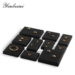 Yinbeini PU Leather Necklace Ring Bracelet Display Holder Jewel Display Set Jewelry Accessories Storage Organizer P019