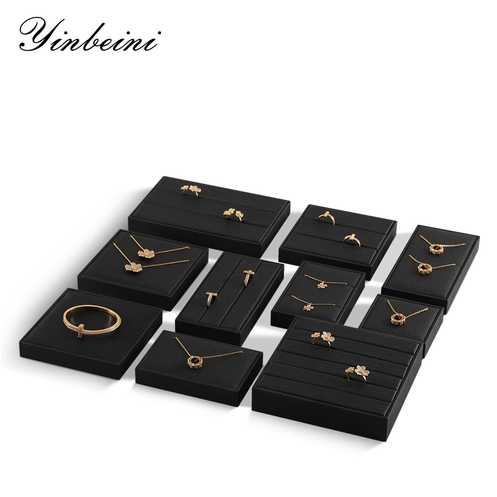Yinbeini PU Leather Jewel Display Set Bracelet Necklace Ring Display Holder Jewelry Accessories Storage Organizer P021