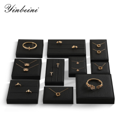 Yinbeini Jewelry Accessories Storage Organizer Ring Bracelet Necklace Display Holder PU Leather Jewel Display Set P020
