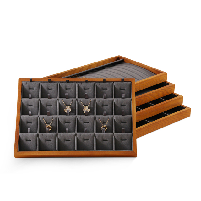 Yinbeini  wooden jewelry display tray ring earring necklace pendant tray storage plate jewelry display tray  jeweler counter jewelry counter P025