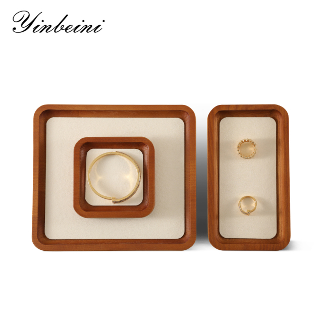 Yinbeini Jewelry display flat pallet arc solid wood bracelet ring necklace jewelry display tray jewelry storage tray P031