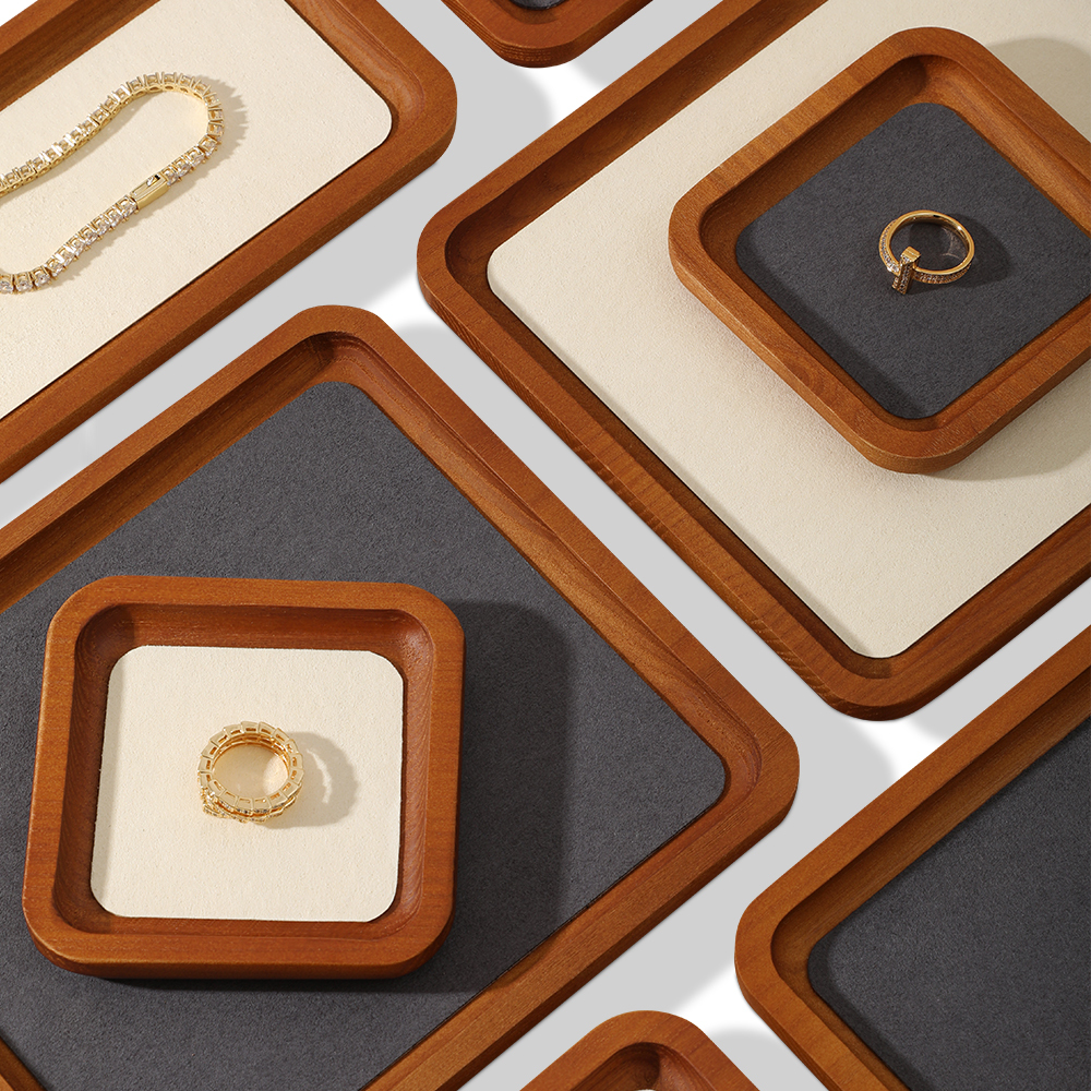 Yinbeini Jewelry display flat pallet arc solid wood bracelet ring necklace jewelry display tray jewelry storage tray P031