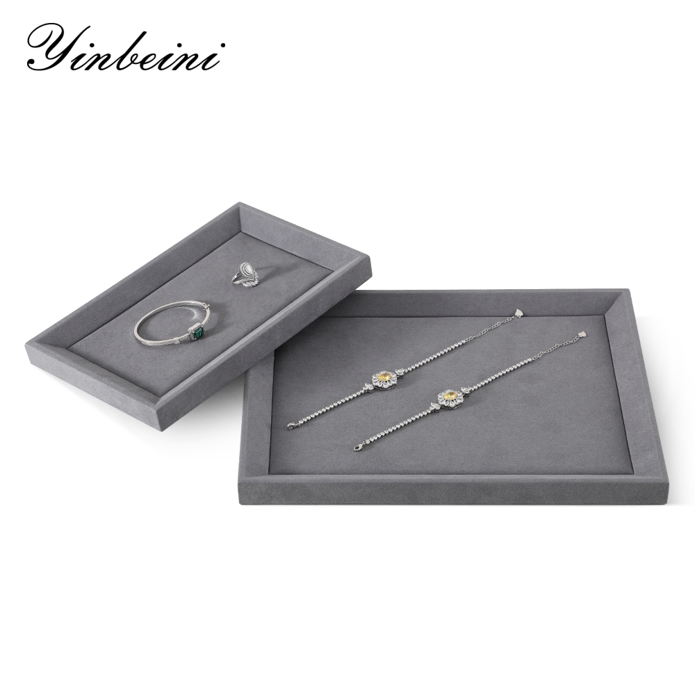 Yinbeini Microfiber Ring Bracelet Necklace Earrings Chain Storage Tray Jewelry Display plat tray Watch Pendant Organizer Tray P033