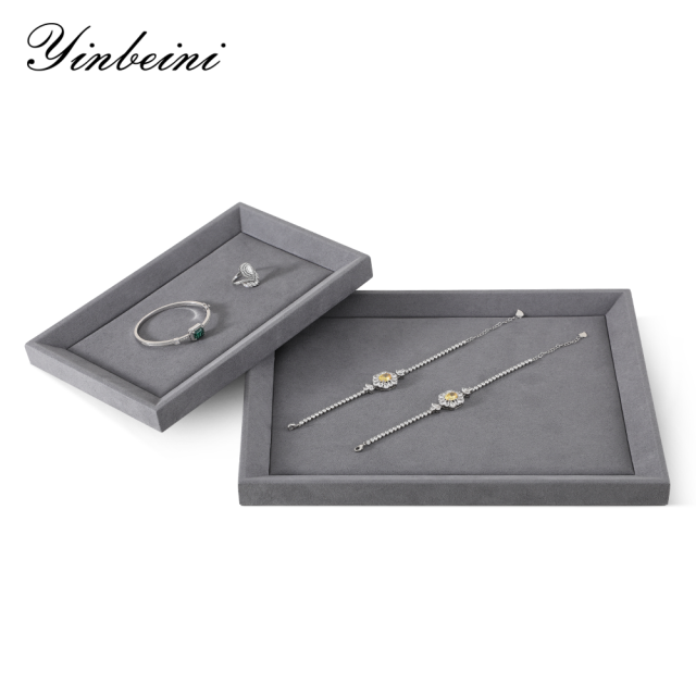 Yinbeini Microfiber Ring Bracelet Necklace Earrings Chain Storage Tray Jewelry Display plat tray Watch Pendant Organizer Tray P033