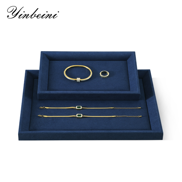 Yinbeini Earrings Ring Chain Bracelet Necklace Storage Tray Watch Pendant Organizer Tray Microfiber Jewelry Display plat tray P035