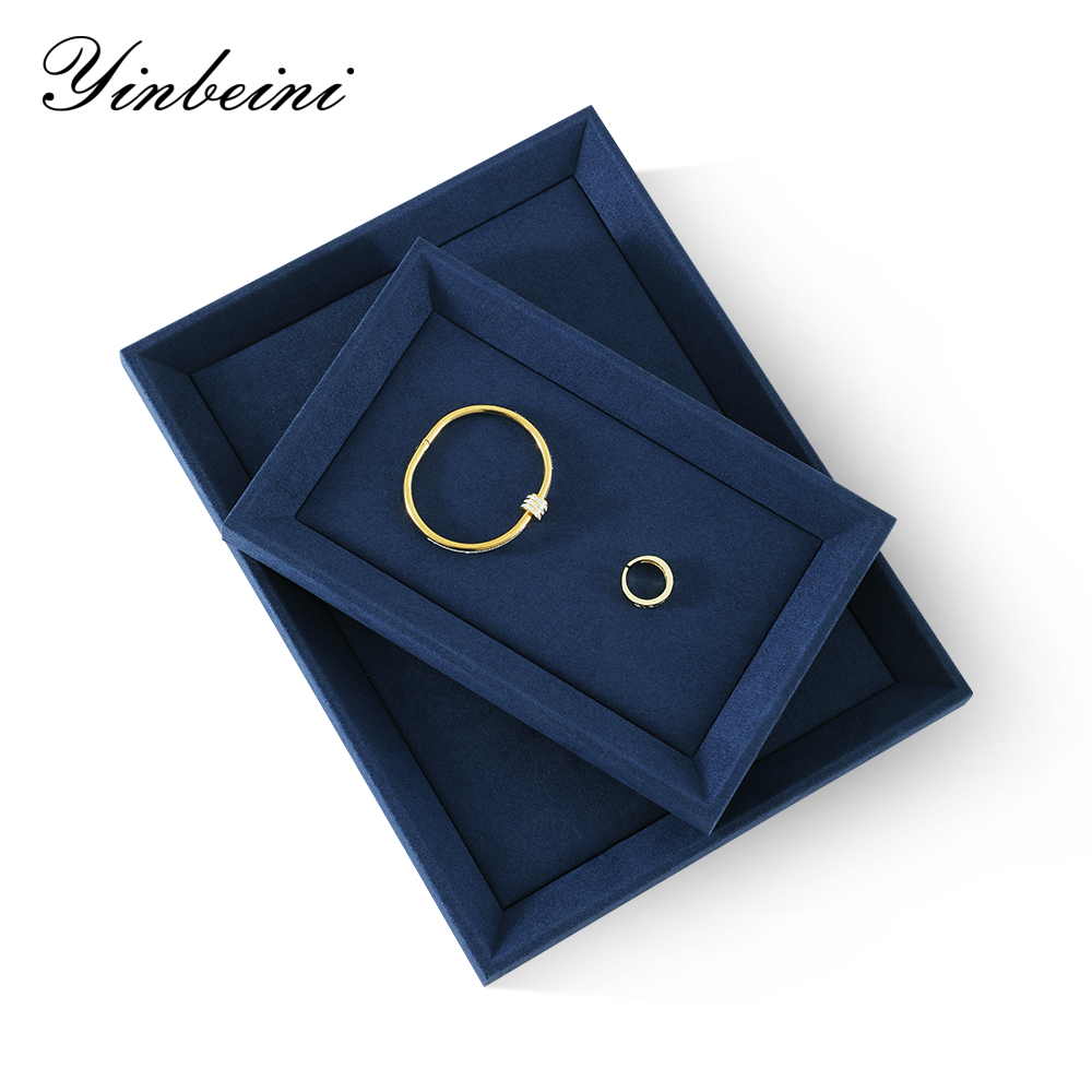 Yinbeini Earrings Ring Chain Bracelet Necklace Storage Tray Watch Pendant Organizer Tray Microfiber Jewelry Display plat tray P035