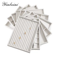Yinbeini Jewelry Organizer Tray Table Top Stackable Drawer Storage Velvet Ring Earring Bracelet Necklace Display Tray P039