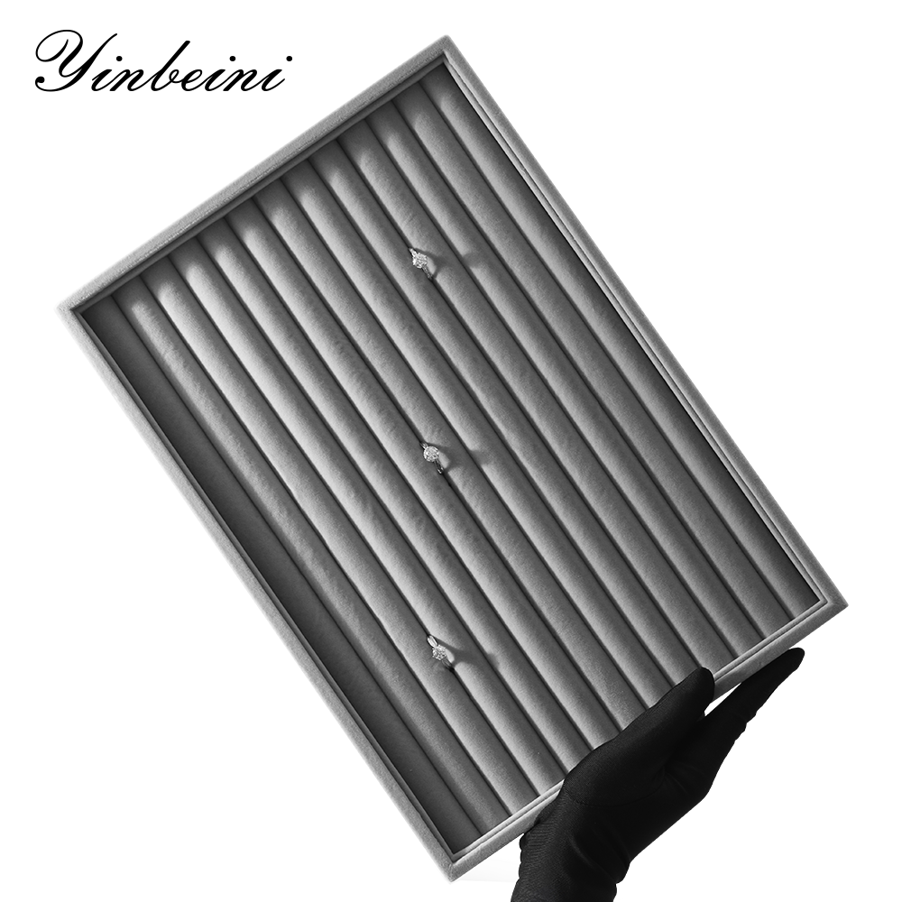 Yinbeini Jewelry Organizer Tray Velvet Ring Earring Bracelet Necklace Display Tray Table Top Stackable Drawer Storage P037