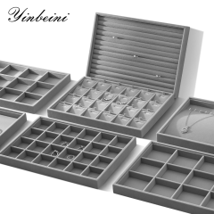 Yinbeini Jewelry Organizer Tray Table Top Stackable Drawer Storage Velvet Ring Earring Bracelet Necklace Display Tray P039