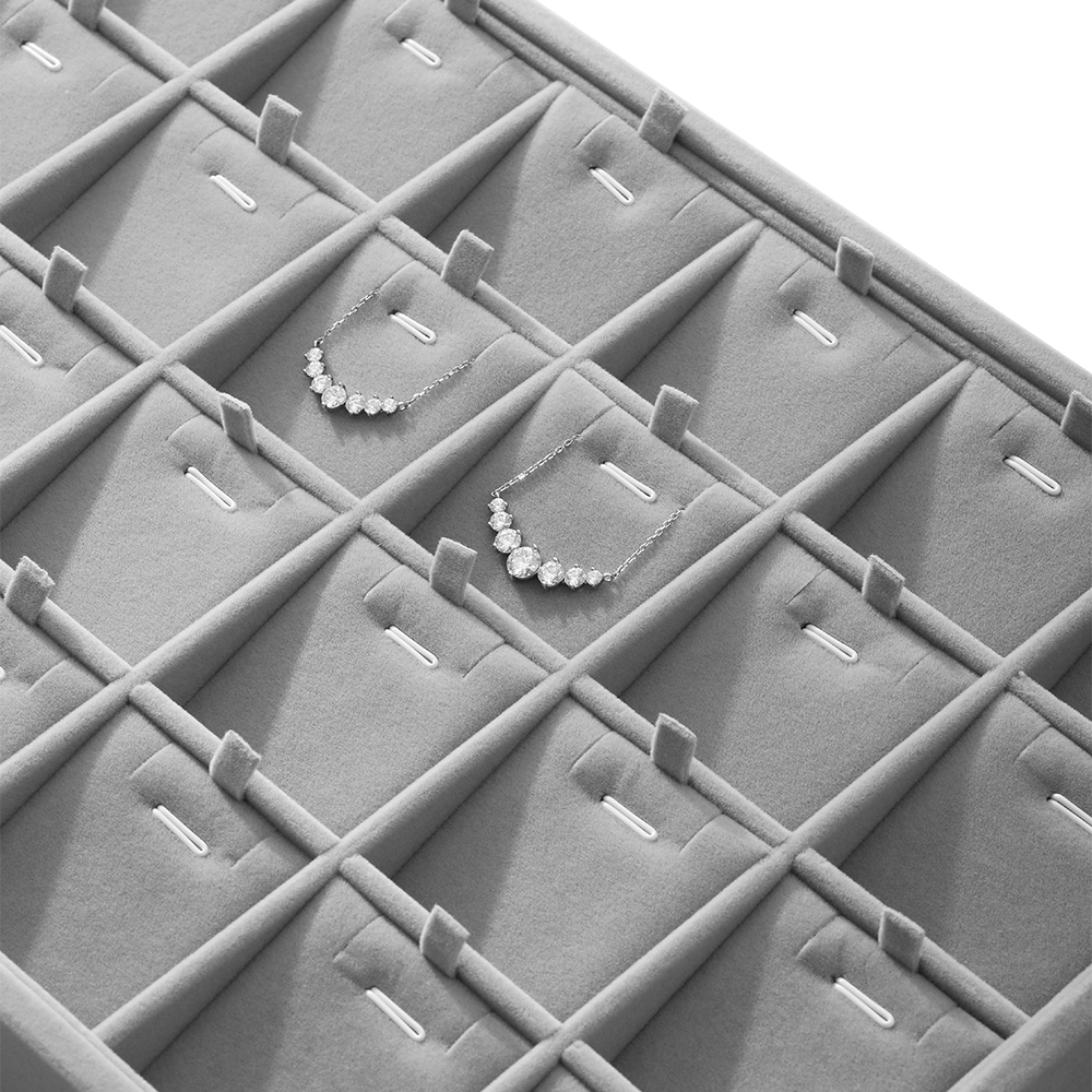 Yinbeini Jewelry Organizer Tray Table Top Stackable Drawer Storage Velvet Ring Earring Bracelet Necklace Display Tray P039