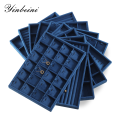 Yinbeini Jewelry Organizer Tray Velvet Ring Earring Bracelet Necklace Display Tray Table Top Stackable Drawer Storage P037