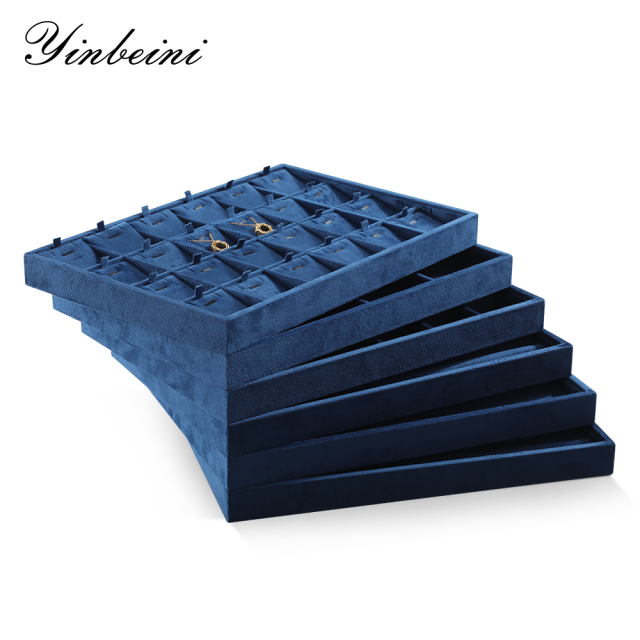 Yinbeini Velvet  Necklace Earring Ring Bracelet Display Tray  Table Top Stackable Drawer Storage Jewelry Organizer Tray P040