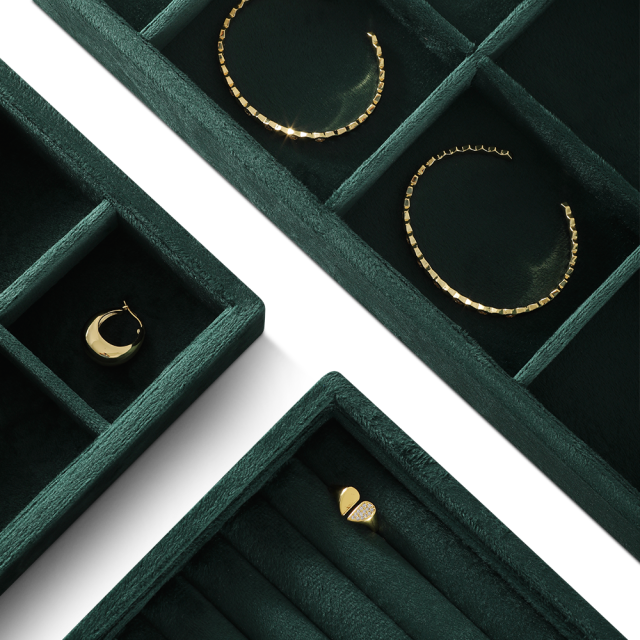 Yinbeini Jewelry Organizer Tray Velvet Ring Earring Bracelet Necklace Display Tray Table Top Stackable Drawer Storage P037