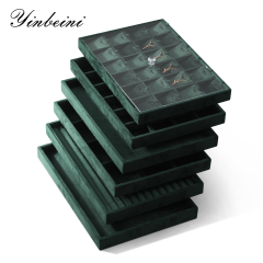 Yinbeini Velvet Necklace Bracelet Ring Earring Display Tray Table Top Stackable Drawer Storage Jewelry Organizer Tray P038