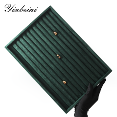 Yinbeini Velvet  Necklace Earring Ring Bracelet Display Tray  Table Top Stackable Drawer Storage Jewelry Organizer Tray P040