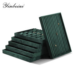 Yinbeini Jewelry Organizer Tray Table Top Stackable Drawer Storage Velvet Ring Earring Bracelet Necklace Display Tray P039