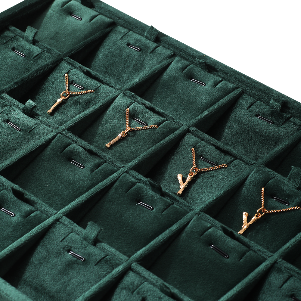 Yinbeini Velvet  Necklace Earring Ring Bracelet Display Tray  Table Top Stackable Drawer Storage Jewelry Organizer Tray P040