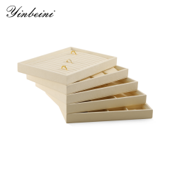 Yinbeini Stackable Bracelet Ring Earring Necklace Display Tray Storage Dresser Drawer Organizer Microfiber Jewelry flat tray  P044
