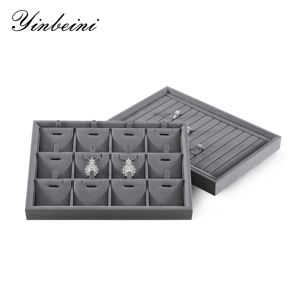 Yinbeini Microfiber Jewelry flat tray Stackable Bracelet Necklace Ring Earring  Display Tray Storage Dresser Drawer Organizer P045