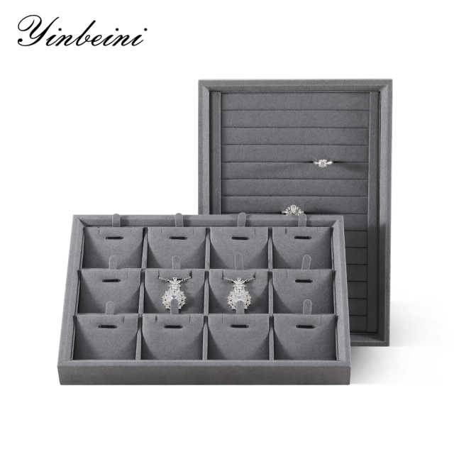 Yinbeini Microfiber Jewelry flat tray Stackable Bracelet Necklace Ring Earring  Display Tray Storage Dresser Drawer Organizer P045