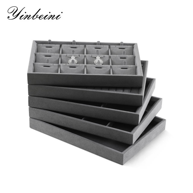 Yinbeini Microfiber Stackable Ring Earring Bracelet Necklace Display Tray  Storage Dresser Drawer Organizer Jewelry flat tray P043