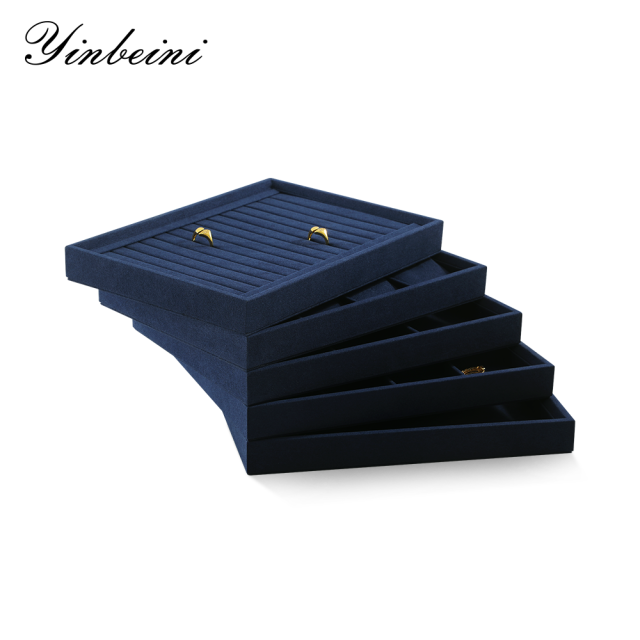 Yinbeini Microfiber Jewelry flat tray Stackable Bracelet Necklace Ring Earring  Display Tray Storage Dresser Drawer Organizer P045