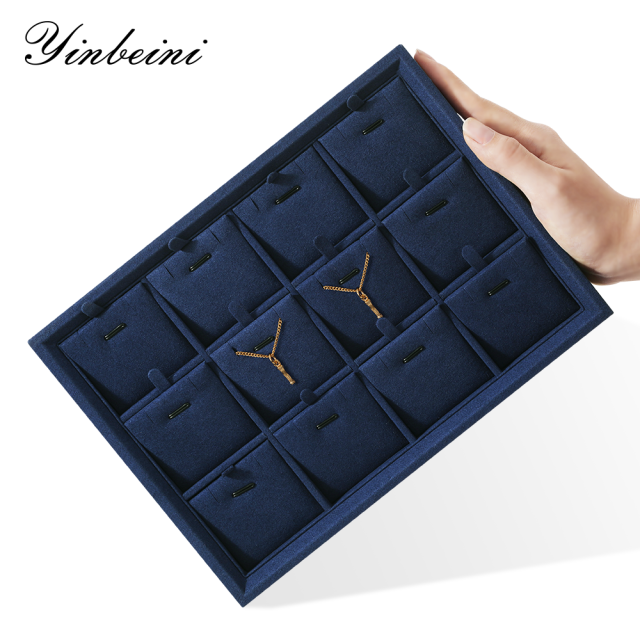 Yinbeini Stackable Bracelet Ring Earring Necklace Display Tray Storage Dresser Drawer Organizer Microfiber Jewelry flat tray  P044