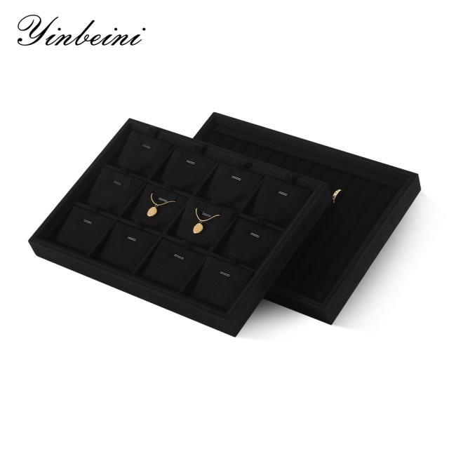 Yinbeini Microfiber Stackable Ring Earring Bracelet Necklace Display Tray  Storage Dresser Drawer Organizer Jewelry flat tray P043