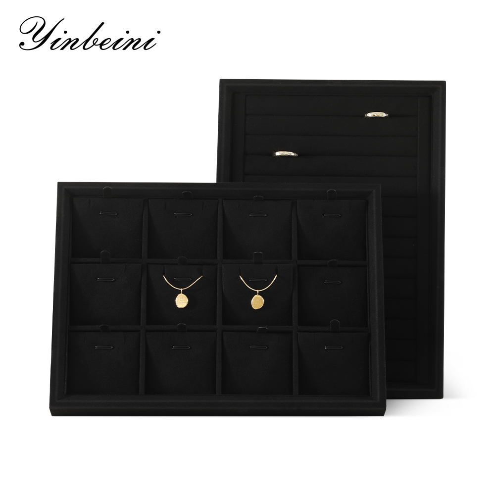 Yinbeini Microfiber Stackable Ring Earring Bracelet Necklace Display Tray  Storage Dresser Drawer Organizer Jewelry flat tray P043
