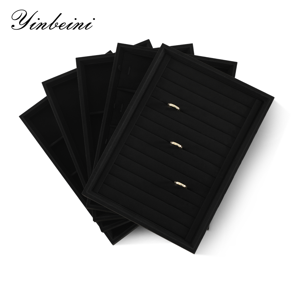 Yinbeini Microfiber Stackable Ring Earring Bracelet Necklace Display Tray  Storage Dresser Drawer Organizer Jewelry flat tray P043