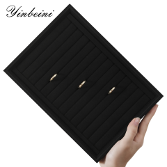 Yinbeini Stackable Bracelet Ring Earring Necklace Display Tray Storage Dresser Drawer Organizer Microfiber Jewelry flat tray  P044