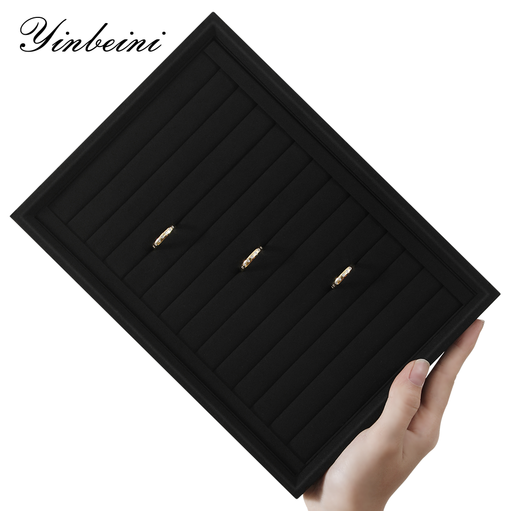 Yinbeini Microfiber Stackable Ring Earring Bracelet Necklace Display Tray  Storage Dresser Drawer Organizer Jewelry flat tray P043