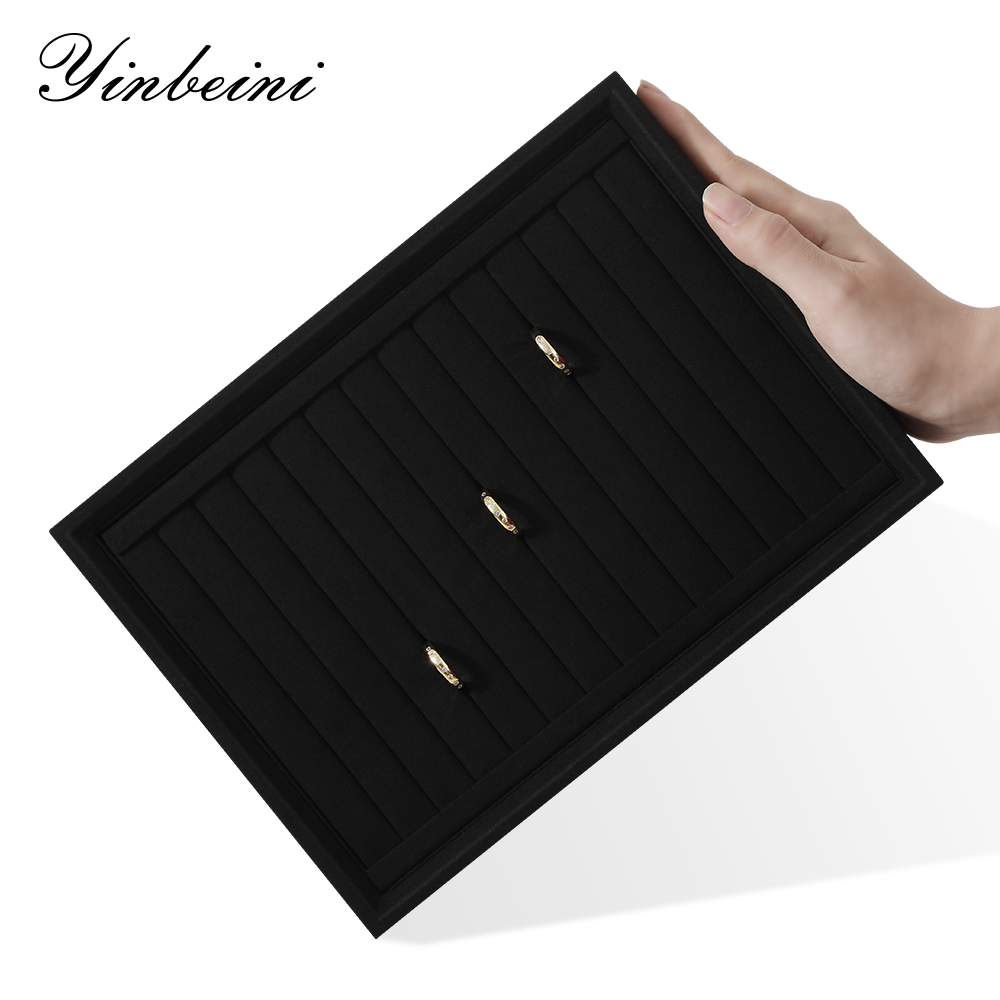 Yinbeini Microfiber Stackable Ring Earring Bracelet Necklace Display Tray  Storage Dresser Drawer Organizer Jewelry flat tray P043