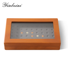Yinbeini Jewelry Display Case with Cover Rhinestone Crystal Storage Box Wooden Diamond Beads Gemstone Organizer Jeweler's jewelry counter X001