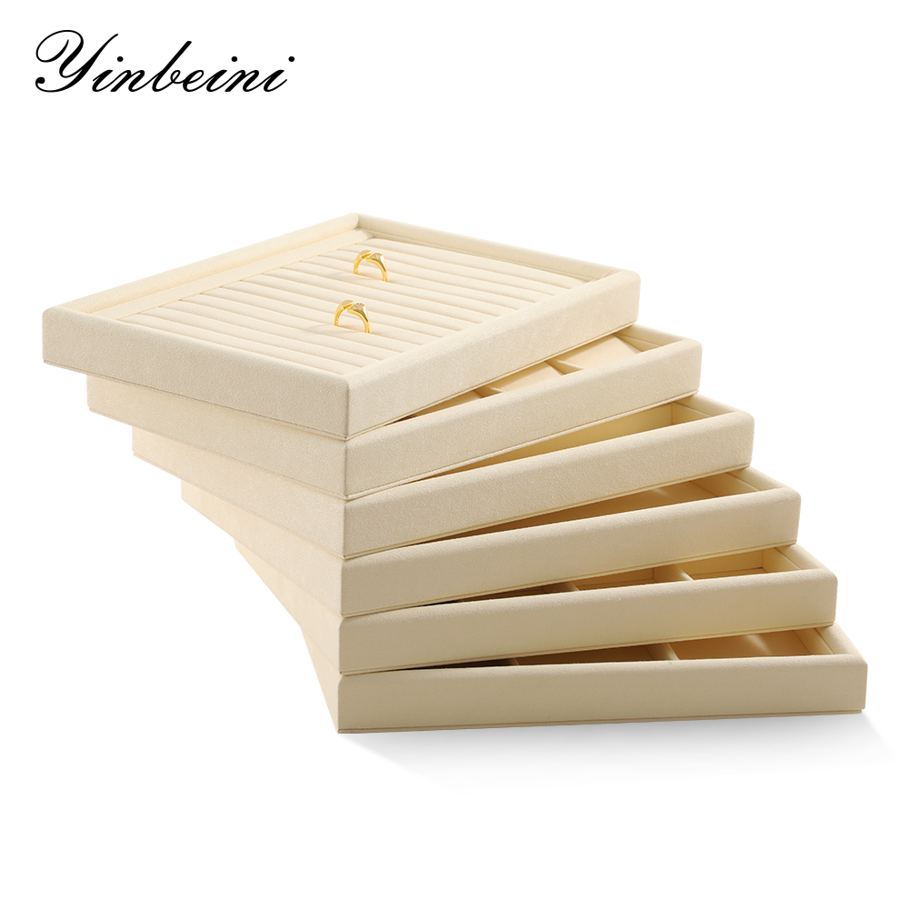 Yinbeini Bracelet Earrings Necklace Microfiber Multifunction Tray External right-angled surface arc Jewelry Tray Ring Jewelry Display Tray P049