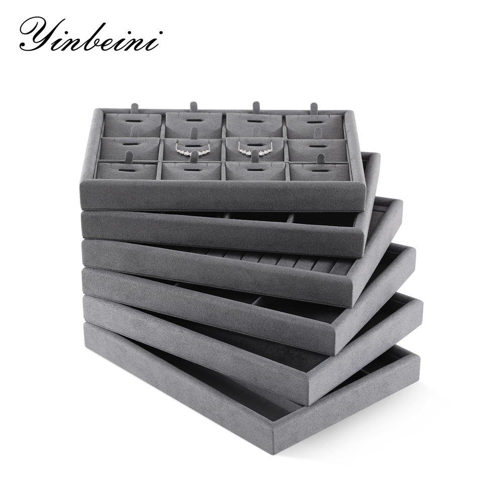 Yinbeini Bracelet Earrings Necklace Microfiber Multifunction Tray External right-angled surface arc Jewelry Tray Ring Jewelry Display Tray P049